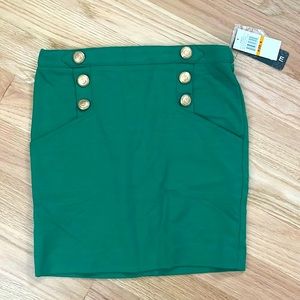 Rampage green skirt with anchor buttons